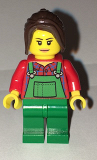LEGO cty0667 Lawn Worker - Pink Lips, Green Overalls over Plaid Shirt